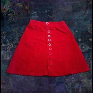 express 90s cherry red corduroy skirt